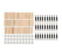 Tissting 126 Pièces Raccord Meuble Kit de Fixations Minces Goujons avec Assemblage de Vis 3 en 1 Raccords à Came écrous épais Vis Boulons Attaches Excentriques Connecteurs pour Armoire, Tiroir
