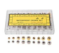 Tissting 140 Pièces Couronnes Montre, Acier Inoxydable Doré Argenté Boîte 18 Cases Kit Réparation Horloger Portable, Pièces Détachées Universelles pour Montres Mécaniques/Quartz