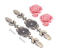 Tissting 2 Ensembles De Boutons D'armoire Vintage, Poignées De Garde-Robe De Style Européen, Boutons en Céramique à Fleurs 3D, Poignées Décoratives pour Commode, Tiroirs, Placard, Meubles De Cuisine