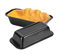 Tissting 2 Pcs Moule À Pain Rectangle Noir en Acier au Carbone 10 x 5,2 x 2,4 Pouces - Revêtement Antiadhésif pour Gâteau et Cuisson À la Maison