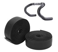 Tissting 2 Pièces Bande de Guidon en Cuir 200 x 3 cm 3mm épaisseurs PU EVA Bande de Barre de Vélo, Noir Auto-Collante Poignée de Vélo Sangle Arrière Adhésive pour Vélo de Route