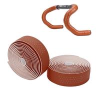 Tissting 2 Pièces Bande de Guidon en Cuir 200 x 3 cm 3mm épaisseurs PU EVA, Brun Auto-Collante Poignée de Vélo Sangle Arrière Adhésive pour Vélo de Route