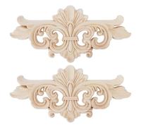 Tissting 2Pcs Applique Sculptée Fleur Longue Décoration Meuble, Ornement Bois Sculpture Classique Moderne pour Porte Armoire Fenêtre Décoration Intérieure (16 * 7.5CM)