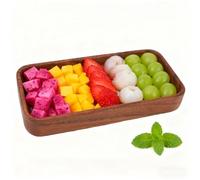 Tissting 30 x 15 x 4,5cm Rectangulaire à Plateaux de Service en Bois, Serveur Rustique pour Aliments, Salades, Fruits, Pain, Saladier en Bois, Plateau entrée, Bol de Service