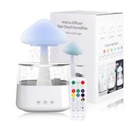 Tissting 450ml Humidificateur Nuage de Pluie, Diffuseur de Nuage de Pluie de Champignon avec Télécommande, Veilleuse D'Humidificateur de Nuage de Pluie, Humidificateur avec 7 Couleurs