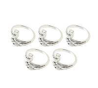 Tissting 5 Bagues Crochet Argent Design Ouvert Forme Paon, Anneaux Tricot Acier Inoxydable Legers Pour Projets DIY Et Accessoires