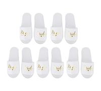 Tissting 5 Paires de Pantoufles de Demoiselle D'honneur de Mariée,Chausson Jetables Lettres de Coton Imprimer Douces Antidérapantes Accessoires de Photographie de Fête de Mariage (bride)