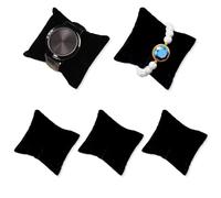 Tissting 5 Pièces Oreillers de Bracelet en Velours 8x8x3.5 cm/3.2x1.4 Pouces Support de Bijoux - Oreillers Velours pour Montres Bracelets Présentoirs Bijoux Cadeaux Mères Sœurs Filles