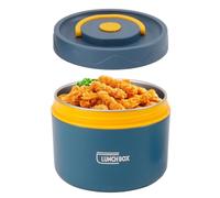 Tissting 550 ml Bocal Isotherme pour Aliments, 2 Couches en Acier Inoxydable, Conteneurs de Stockage des Aliments, Bleu Boîtes Pique-nique avec Couvercles, Boîtes à Déjeuner pour Enfants (Bento Isolé)