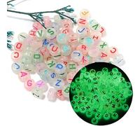 Tissting 600 Pcs Perles Lettres Colorées Acrylique Lumineux Perles Sombres DIY Bijoux Faits à la Main Bracelet Collier Art Craft (4x7mm/0.16x0.28in)