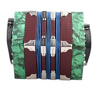 Tissting Accordéon Concertina 20 Boutons, Instrument de Musique Portable en ABS Léger avec Dragonnes Réglables, Poignée et Sac de Transport Inclus pour Débutants et Adultes (Vert)