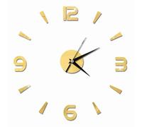 Tissting, Autocollant Horloge Murale Décorative, Miroir Acrylique 1mm, Design Adhésif Moderne pour Décoration Maison, Bureau, Salon, Chambre, Cuisine (Doré)