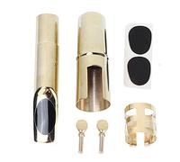Tissting Bec de Saxophone Baryton Métal, Accessoire Musical avec Bouchon et Coussinets, Laiton Durable pour Musiciens de Saxophone (5C)