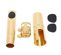 Tissting Bec de Saxophone Baryton Métal, Accessoire Musical avec Bouchon et Coussinets, Laiton Durable pour Musiciens de Saxophone (6C)
