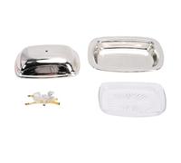 Tissting Beurrier en Fer avec Couvercle - Rectangle 18,8 x 13,6 cm pour Service de Snacks - Beurrier Métallique Doré avec Motifs Élégants, pour Cuisine et Fêtes (Rectangle Silver)