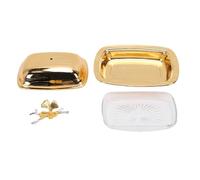 Tissting Beurrier en Fer avec Couvercle - Rectangle 18,8 x 13,6 cm pour Service de Snacks - Beurrier Métallique Doré avec Motifs Élégants, pour Cuisine et Fêtes (Rectangle Gold)