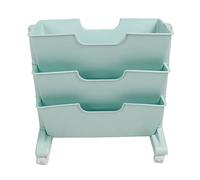 Tissting Bibliothèque Rotative 3 Niveaux en Plastique Mobile pour Chambre - Bibliothèque Mobile Rotative à 4 Roues 360° pour Chambre Bureau École 40.4x39.4x20.5cm/15.9x15.5x8.1in (Bleue)