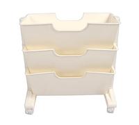 Tissting Bibliothèque Rotative 3 Niveaux en Plastique Mobile pour Chambre - Bibliothèque Mobile Rotative à 4 Roues 360° pour Chambre Bureau École 40.4x39.4x20.5cm/15.9x15.5x8.1in (Blanche)