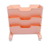 Tissting Bibliothèque Rotative 3 Niveaux en Plastique Mobile pour Chambre - Bibliothèque Mobile Rotative à 4 Roues 360° pour Chambre Bureau École 40.4x39.4x20.5cm/15.9x15.5x8.1in (Rose)