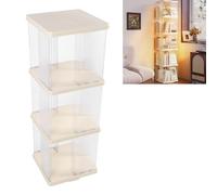 Tissting Bibliothèque Rotative à 360, 3 Niveaux/5 Niveaux, Tour D'étagère à Livres Rotative, Carré Blanc Crème, Bibliothèque Tournante en Acrylique Transparent, Organisateur de Rangement (3 Tier)
