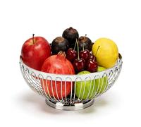 Tissting Bol à Fruits en Acier Inoxydable, Panier à Fruits en Fil d'argent, égouttoir Creux, Centre de Table Décoratif, Support de Stockage de Fruits pour Légumes, Pain et Fruits(26x11x11cm)