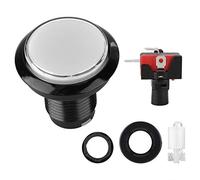Tissting Bouton lumineux LED rond pour machine à, structure en coque cristal acrylique, design 3D avec effet sonore, intégration précise, compatible jeux DIY (White)