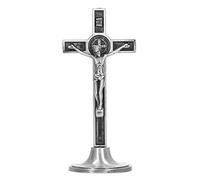 Tissting Crucifix Debout En Métal Avec Base Amovible - Croix Catholique Pour Décoration De Maison, Église Ou Bureau, Cadeau Idéal Pour Baptême, Communion Ou Mariage