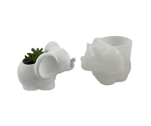 Tissting D'éléphant Moule de Pot De Fleur en Silicone Moule de Moulage en Résine Moule en Béton Jardinière de Ciment Moules en Argile Bricolage Artisanat Décorations Support de Boîte de Rangemen