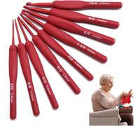 Tissting Ensemble de crochets à tricoter, 9 Pièces Ergonomiques en Aluminium avec Poignée TPR et Étui de Transport pour Couture et Projets Créatifs à Domicile ou en Voyage