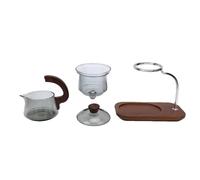 Tissting Ensemble de Théière en Verre avec Infuseur et Tasse d'Égalité | Ensemble De Théière Borosilicate Haute Résistance Avec Poignée Bois Fumé Pour Infusion Thé Maison