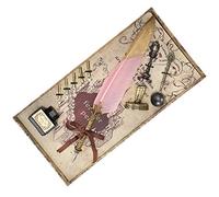 Tissting Ensemble D'encre pour Stylo Plume avec Tête Dorée et Stylos de Calligraphie avec Ensemble de Tampons de Cire, Outil D'écriture Vintage, Cadeaux de Papeterie(Rose)