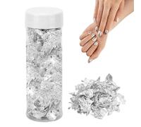 Tissting Feuille Argent 2g Papier Peint Aspect Métal Flocons de Feuille de Argent de Non Comestibles pour la Cuisson des Gâteaux et du Chocolat Décoration Artisanat et Arts