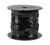 Tissting Fil de Bobine de Garniture de Paillette, 100 Mètres 6 mm Rouleau de Ruban de Paillettes Brillant Garniture Fil de Couture Paillettes Plates Garniture Couture(Noir)