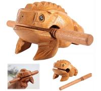 Tissting Guiro en Bois Grenouille, Instrument de Musique Traditionnel en Bois Massif avec Maillet, Sculpture Musicale 10.6cm pour Décoration et Cadeau