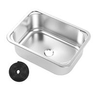 Tissting Lavabo encastré carré pour camping-car, Évier de cuisine en acier inoxydable 304 345x245x136 mm avec drain 40 mm, lavabo design pour bateau yacht et camping