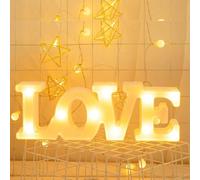 Tissting Lettre Signe 11,6 X 3,9 X 1,6 Pouces Allumer la Lettre Signe LED Signe Chapiteau Lettres Amour Lampe Batterie Alimenté Lumière pour Fête de Mariage Bar Décoration Murale(blanc)