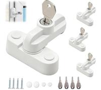 Tissting Lot de 4 verrous pivotants de sécurité pour fenêtre avec 8 clés - En alliage d'aluminium noir - En forme de T - Protection anti-effraction - Pour fenêtres à simple battant - Portes de balcon