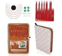 Tissting Lot de 9 Paires Ensemble D'aiguilles à Tricoter Circulaires Interchangeables 3mm-6mm Aiguille à Tricoter Circulaire en Aluminium pour Le Tricot Fait à La Main