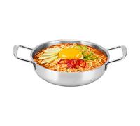 Tissting Marmite à Nouilles Coréennes, Marmite De Cuisson Ramen en Acier Inoxydable à Chauffage Rapide, Casseroles à Pâtes Binaurales Batterie De Cuisine pour Soupe Paghetti Porridge Nouilles(26cm)
