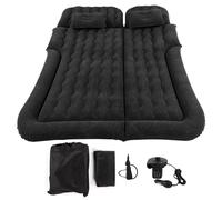 Tissting Matelas Gonflable Voiture, Lit d'Appoint Confortable avec Pompe Intégrée, Dimensions 174 x 126 cm, Revêtement Velouté PVC pour Couchage en Camping ou Road Trip (Noire)