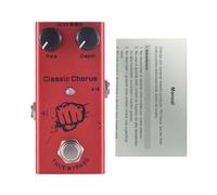 Tissting Mini Guitar Classic Chorus Effector 9.3 cm/3.7 inch Red Aluminum, Pedal for Electric Guitar with True Bypass Rate Depth Controls DC 9V 6.35mm Interface