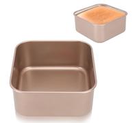 Tissting Moules à Gâteaux 23.5 x 23.5 x 8 cm Plat de Cuisson Carré Profond en Acier Au Carbone, Ustensiles de Cuisson, Dorée Poêle à Pain de Plaque à Biscuits, Brownie Grille-pain, Poêle pour Gâteau