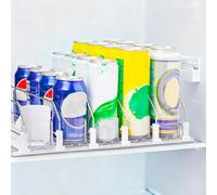 Tissting Organisateur de Boissons pour Réfrigérateur 6 Rangées, Distributeur de Canettes et Bouteilles à Poussoir Automatique Réglable 38 cm x 48 cm, Système de Stockage pour Cuisine