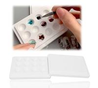 Tissting Palette de Peinture en Céramique, Palette Artistique Blanche à 12 Emplacements avec Couvercle Anti-Renversement pour Aquarelle et Huile pour Artistes Débutants en Studio ou Extérieur