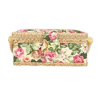 Tissting Panier de Couture avec Poignée Ergonomique en Corde PP, Boîte de Rangement à Double Couche pour Fil, Aiguilles, Ciseaux et Accessoires, Matière Durable et Design Élégant a (Roses pastorales)