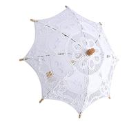 Tissting Parapluie en Dentelle, Blanc Dame Vintage élégant Dentelle Parapluie Parasol pour Fête Mariée Thé Fête Photographie Accessoires Décoration(L-blanche)