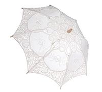 Tissting Parapluie en Dentelle, Blanc Dame Vintage élégant Dentelle Parapluie Parasol pour Fête Mariée Thé Fête Photographie Accessoires Photo Décoration(L-Blanc Laiteux)