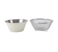 Tissting Passoire À Riz En Acier Inoxydable 304 Avec Bol Mélangeur, 14,5cm (Beige)