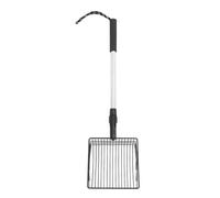 Tissting Pelle à Litière Chat Manche Extensible Métal Tamis Fin 7mm, Pelle à Fientes pour Cage Poulailler Nettoyage Facile pour Animaux (Modèle A, poignée à 2 sections)