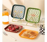 Tissting Petites Assiettes à Collation Carrées,4pcs 15cm Alimentaire Plastique Plats Assiettes Plastique Réutilisables Collations Assiettes à Dessert Plateaux De Service pour Noix Dessert Snack(4pcs)